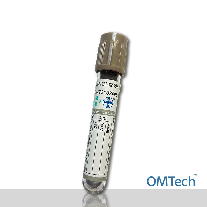 Пробірка Вакуумна для забору крові "OMTech", з натрій фторид та калій оксалат, стерильна, з сірою кришкою, 4 мл, 13*75 мм RENJI MEDICAL